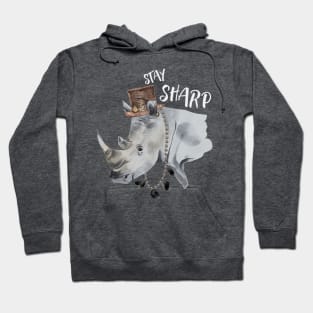 Stay Sharp Rhino Wearing Top Hat Hoodie